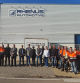 Trabajadores de Rhenus Automotive, a las puertas de la fábrica de Almussafes, en Valencia