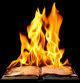 Burning book on fire flames