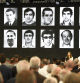 Portraits of the victims are displayed at the end of a ceremony to mark the 50th anniversary of an attack on the 1972 Munich Olympics, at the Fuerstenfeldbruck Air Base, southern Germany, on September 5, 2022. On September 5, 1972, eight gunmen of the Palestinian militant group Black September broke into the Israeli team's flat at the Olympic village in Munich, shooting dead two and taking nine Israelis hostage. West German police responded with a bungled rescue operation in which all nine hostages were killed, along with five of the eight hostage-takers and a police officer. The Games were meant to showcase a new Germany 27 years after the Holocaust but instead opened a deep rift with Israel. (Photo by THOMAS KIENZLE / AFP)