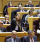 MADRID, 10/01/2024.- La diputada de Junts per Catalunya Míriam Nogueras (d) vota en el pleno del Congreso, reunido excepcionalmente en el Senado, que debate la convalidación de tres decretos del Gobierno con medidas para amortiguar la crisis. EFE/Rodrigo Jimenez