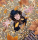 Shot of pretty young woman looking to the sky with arms raised as leaves fall from the trees in the park in autumn. (Shot of pretty young woman looking to the sky with arms raised as leaves fall from the trees in the park in autumn., ASCII, 116 compon