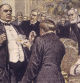 Una ilustración muestra el momento en el que William McKinley es disparado a bocajarro por el anarquista Leon Czolgosz