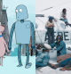 Fotogramas de 'Robot Dreams', de Pablo Berger, y 'La sociedad de la nieve', de J.A. Bayona