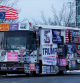 CONCORD, NEW HAMPSHIRE - JANUARY 19: An RV covered in campaign signs, flags and other symbols arrives outside a campaign rally with Republican presidential candidate and former President Donald Trump at the Grappone Conference Center on January 19, 2024 in Concord, New Hampshire. New Hampshire voters will weigh in next week on the Republican nominating race with their first-in-the-nation primary, about one week after Trump's record-setting win in the Iowa caucuses. Former UN Ambassador and former South Carolina Gov. Nikki Haley is hoping for a strong second-place showing so to continue her campaign into Nevada and South Carolina.   Chip Somodevilla/Getty Images/AFP (Photo by CHIP SOMODEVILLA / GETTY IMAGES NORTH AMERICA / Getty Images via AFP)