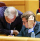 Ignacio González Pons y Alberto Núñez Feijóo, en una imagen reciente en el edificio del Senado