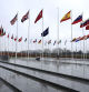 Flags of NATO nations flap in the wind along with an empty flagpole as protocol prepare for a flag raising ceremony to mark the accession of Sweden at NATO headquarters in Brussels, Monday, March 11, 2024. Sweden has formally joined NATO as the 32nd member of the transatlantic military alliance, ending decades of post-World War II neutrality and centuries of broader non-alignment with major powers as security concerns in Europe have spiked following Russia's 2022 invasion of Ukraine. (AP Photo/Geert Vanden Wijngaert)