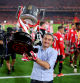 SEVILLE, SPAIN - APRIL 06: Ernesto Valverde, Head Coach of Athletic Club, lifts the Copa Del Rey trophy in celebration of victory following the Copa Del Rey Final between Athletic Club and Real Mallorca at Estadio de La Cartuja on April 06, 2024 in Seville, Spain. (Photo by Fran Santiago/Getty Images)