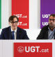 El primer secretario del PSC y candidato a la presidencia de la Generalitat, Salvador Illa, con el secretario nacional de la UGT de Catalunya Camil Ros.