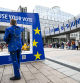 Brussels (Belgium), 17/12/2023.- A man wearing a suit of EU flag attends the open days of European institutions on 'Europe Day' in Brussels, Belgium, 04 May 2024. Thousands of visitors attended the Europe Day, an annual celebration of peace and unity in Europe, that falls this year a month ahead to the European elections to renew members of the European Parliament (Elecciones, Bélgica, Bruselas) EFE/EPA/FREDERIC SIERAKOWSKI