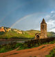 Arco iris doble coronando la iglesia Sant Romà de Sau.