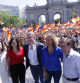 MADRID, 26/05/2024.-El líder del PP Alberto Nuñez Feijóo, Dolors Montserrat, el alcalde de Madrid José Luis Rodríguez Almeida, Cuca Gamarra, y la presidenta de la Comunidad de Madrid Isabel Díaz Ayuso, en la manifestación contra Pedro Sánchez y la ley de amnistía convocada por el PP, este domingo en Madrid. EFE/ Javier Lizon