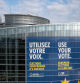 (FILES) This photograph shows a giant poster announcing the upcoming European elections, on the facade of the European Parliament building in Strasbourg, eastern France, on May 8, 2024. European Parliament elections will be held on June 6-9, 2024. (Photo by SEBASTIEN BOZON / AFP)