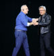 Antonio Neri, chief executive officer of Hewlett Packard Enterprise Co. (HPE), left, and Jensen Huang, co-founder and chief executive officer of Nvidia Corp., during a keynote address at the HPE Discover event at the Sphere in Las Vegas, Nevada, US, on Tuesday, June 18, 2024. Hewlett Packard Enterprise and Nvidia announced Nvidia AI Computing by HPE, an integrated software portfolio for generative AI. Photographer: Ian Maule/Bloomberg