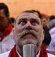 Revelers prepare to start runing with bulls from Cebada Gago ranch during the second day of the running of the bulls at the San Fermín fiestas in Pamplona, Spain, Monday, July 8, 2024. People test their speed and bravery by dashing with six fighting bulls through the streets of the northern Spanish city of Pamplona. (AP Photo/Alvaro Barrientos)