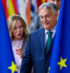 FILE PHOTO: Hungary's Prime Minister Viktor Orban and Italy's Prime Minister Giorgia Meloni attend a European Union leaders' summit in Brussels, Belgium, June 27, 2024. REUTERS/Johanna Geron/File Photo