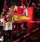 Soccer Football - Euro 2024 - Spain Parade after winning Euro 2024 - Madrid, Spain - July 16, 2024 Spain's Dani Carvajal with teammates during celebrations on Plaza Cibeles after winning Euro 2024 REUTERS/Isabel Infantes