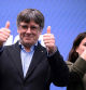 (FILES) Catalan separatist leader and candidate of Junts per Catalunya - JxCat political party, Carles Puigdemont gestures to supporters during a campaign rally in the French southeastern town of Argeles-sur-Mer on May 4, 2024 ahead of the regional election in the Spanish northeastern region of Catalonia. Spain's Supreme Court on July 9, 2024 dropped its 
