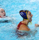 Paris 2024 Olympics - Water Polo - Women's Quarterfinal - Canada vs Spain - Paris La Defense Arena, Nanterre, France - August 06, 2024. Maica Garcia Godoy of Spain reacts after scoring a goal, near Emma Wright of Canada REUTERS/Ueslei Marcelino