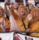DORTMUND, GERMANY - JULY 10: England fans dressed as three lions during the UEFA EURO 2024 semi-final match between Netherlands and England at Football Stadium Dortmund on July 10, 2024 in Dortmund, Germany. (Photo by Visionhaus/Getty Images)