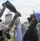 Sep 15, 2024; Bolingbrook, Illinois, USA; Jon Rahm of the Legion XIII celebrates with champagne after the final round of the LIV Golf Chicago tournament at Bolingbrook Golf Club. Mandatory Credit: Matt Marton-Imagn Images