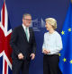 BRUSSELS, BELGIUM - OCTOBER 2: Britain's Prime Minister Keir Starmer and European Commission president Ursula von der Leyen attend a press conference at the European Commission headquarters on October 2, 2024 in Brussels, Belgium. British Prime Minister Sir Keir Starmer said last week he wants to 