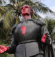 A statue of Christopher Columbus is shown vandalized at Bayfront Park in Miami, Thursday, June 11, 2020. Miami police say that several people were arrested for vandalizing the statue of Columbus and Juan Ponce de León during a protest Wednesday. Protests continue over the death of George Floyd, a black man who died last month while in police custody in Minneapolis. (AP Photo/Lynne Sladky)