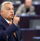 Hungary's Prime Minister Viktor Orban delivers a speech at the end of the presentation of the programme for Hungary's six-month Council Presidency, as part of a plenary session at the European Parliament in Strasbourg, eastern France, on October 9, 2024. (Photo by FREDERICK FLORIN / AFP)