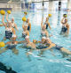 El equipo femenino de waterpolo del Club Natació Sabadell posa para la prensa en el Media Day de la Final Four de la Champions Femenina. Sabadell, 30 de Abril de 2025