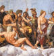 Loggia di Psiche, 1518-19, fresco de Rafael. En imagen, sección del techo donde se representa el concilio de los dioses, principalmente los doce olímpicos, recibiendo a Psique.
