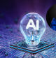 Una bombilla con el símbolo de la Inteligencia Artificial.