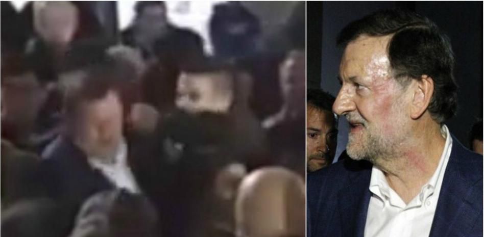 Mariano Rajoy, agredido durante un acto electoral en Pontevedra