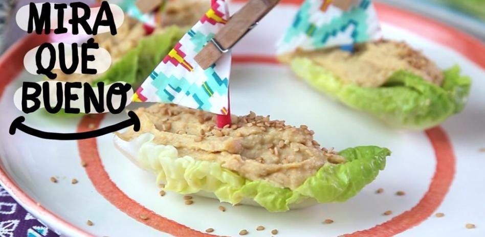 ‘Mira que bueno’: barquitas de lechuga con hummus para preparar en familia