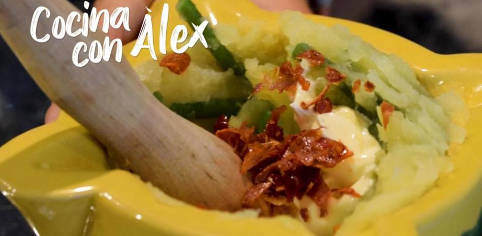 ‘Cocina con Àlex’ estas deliciosas patatas con judías y jamón al mortero