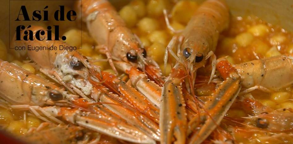 Preparar estas increíbles cigalas con garbanzos es ‘Así de fácil’