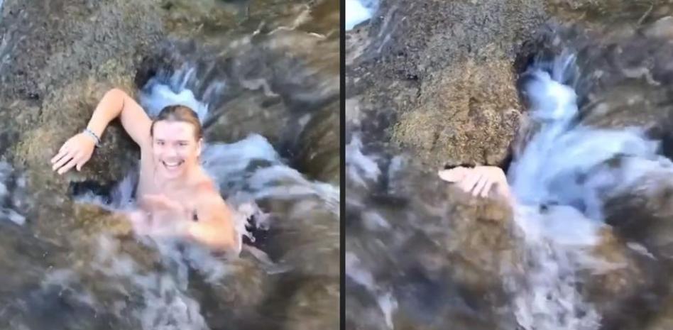 Angustia extrema: la odisea de un joven al tirarse por un peligroso tobogán de agua