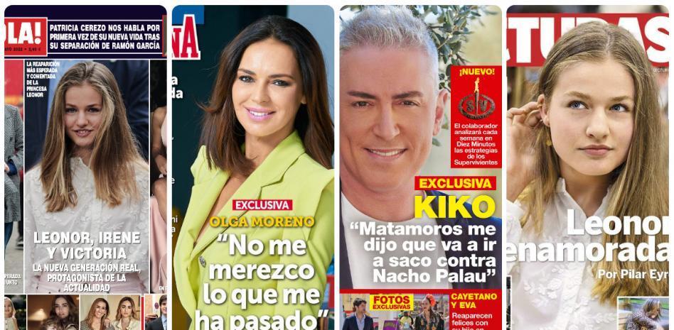 Leonor con Irene y Victoria Federica, Kiko Hernández y Olga Moreno protagonizan las portadas