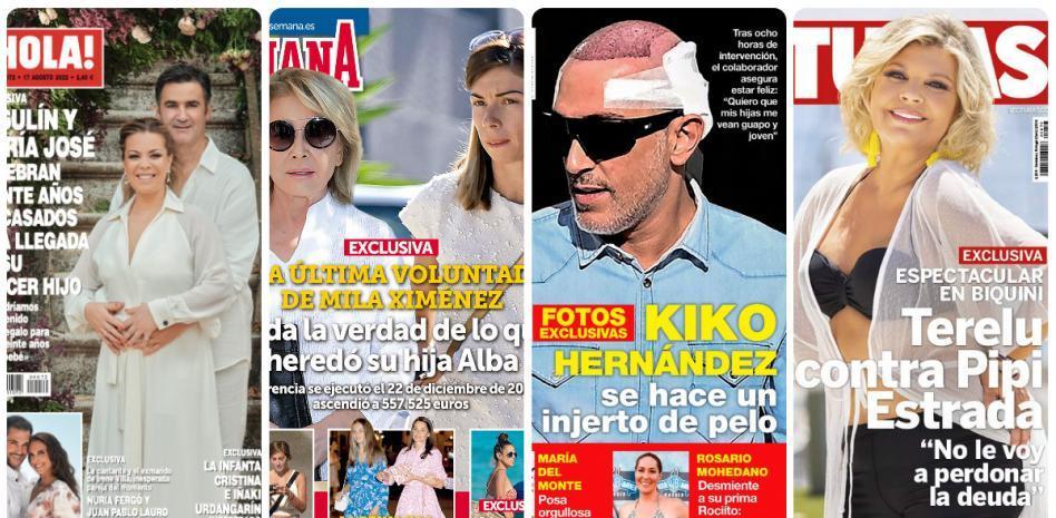 Jesulín y Campanario, Mila Ximénez, Kiko Hernández y Terelu protagonizan las portadas