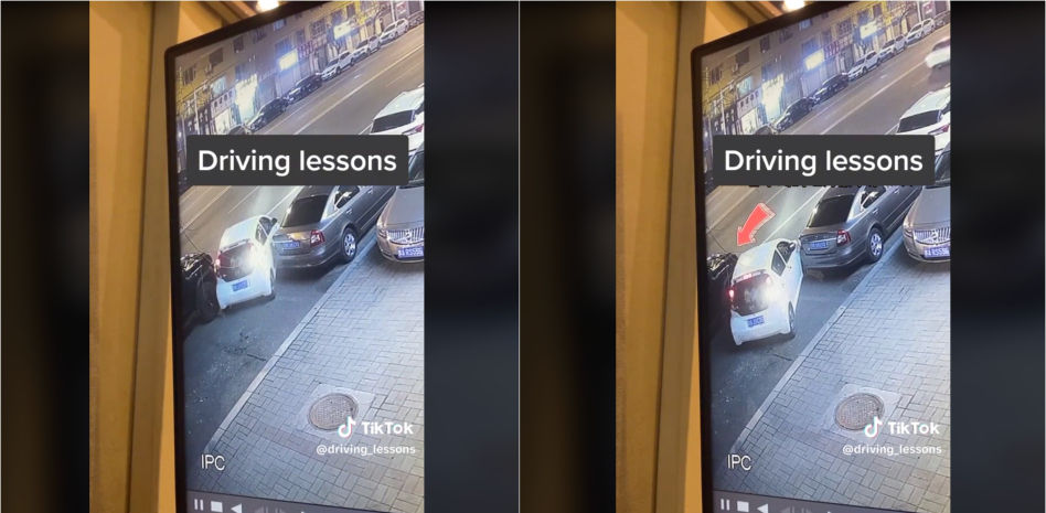 La increíble habilidad de un conductor para aparcar su coche en un hueco imposible