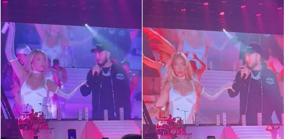 El momento en el que Ana Mena le baja el micro a Omar Montes porque no daba ni una