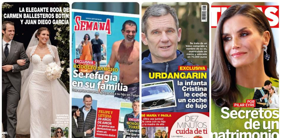 La boda de Carmen Ballesteros, Rodolfo Sancho, Iñaki Urdangarin y doña Letizia protagonizan las portadas