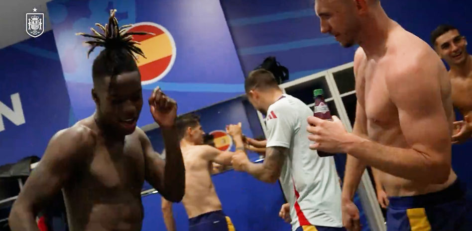 Así ha sido la celebración de la Selección en el vestuario tras derrotar a Francia