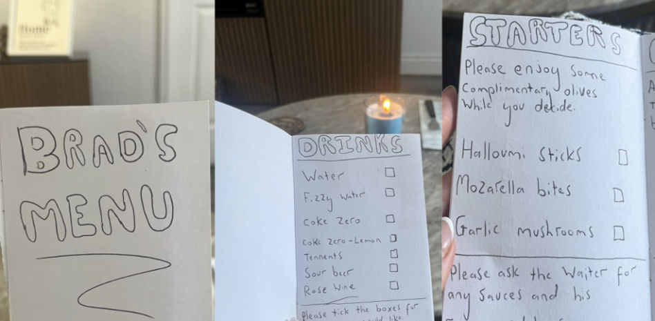 Enseña la cita de cena en casa que le ha preparado su novio y todo el mundo se fija en el mismo: “La caligrafía es igual”