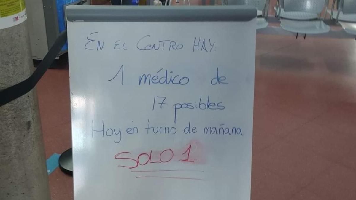 El principal sindicato de médicos denuncia la falta de profesionales en el ambulatorio de Pinto