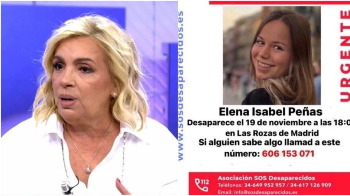 Carmen Borrego pide ayuda para encontrar a la joven desaparecida Elena Isabel Peñas