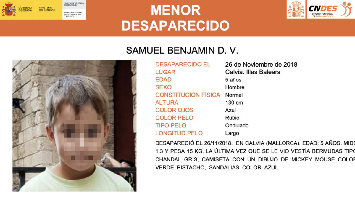 Se cumplen seis años de la desaparición de Samuel Benjamin, un menor de 11 años de las Islas Baleares