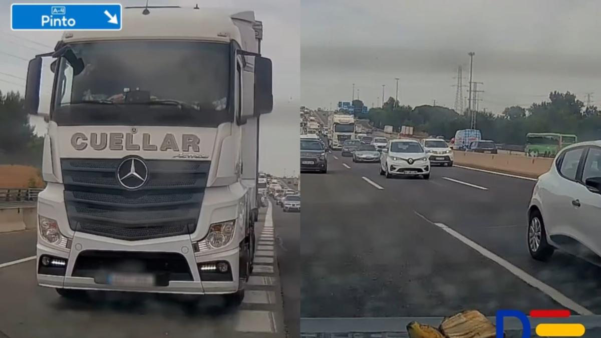 Una riña entre un camionero y el conductor de un coche termina con el lanzamiento de un objeto en plena autovía de Pinto: “Pues esto es peligroso, yo me iba a la policía con el vídeo”