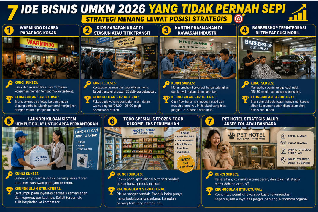 7 Ide Bisnis UMKM 2026 yang Tidak Pernah Sepi: Strategi Menang Lewat Posisi Strategis