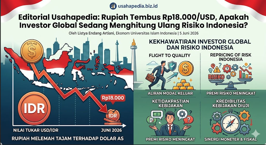 Editorial Usahapedia: Rupiah Tembus Rp18.000/USD, Apakah Investor Global Sedang Menghitung Ulang Risiko Indonesia?