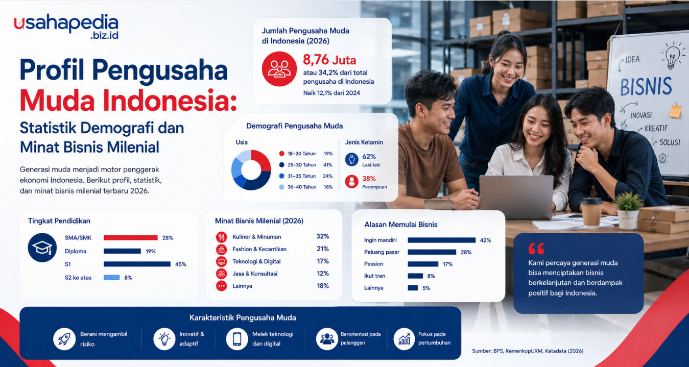 Profil Pengusaha Muda Indonesia: Statistik Demografi dan Minat Bisnis Milenial