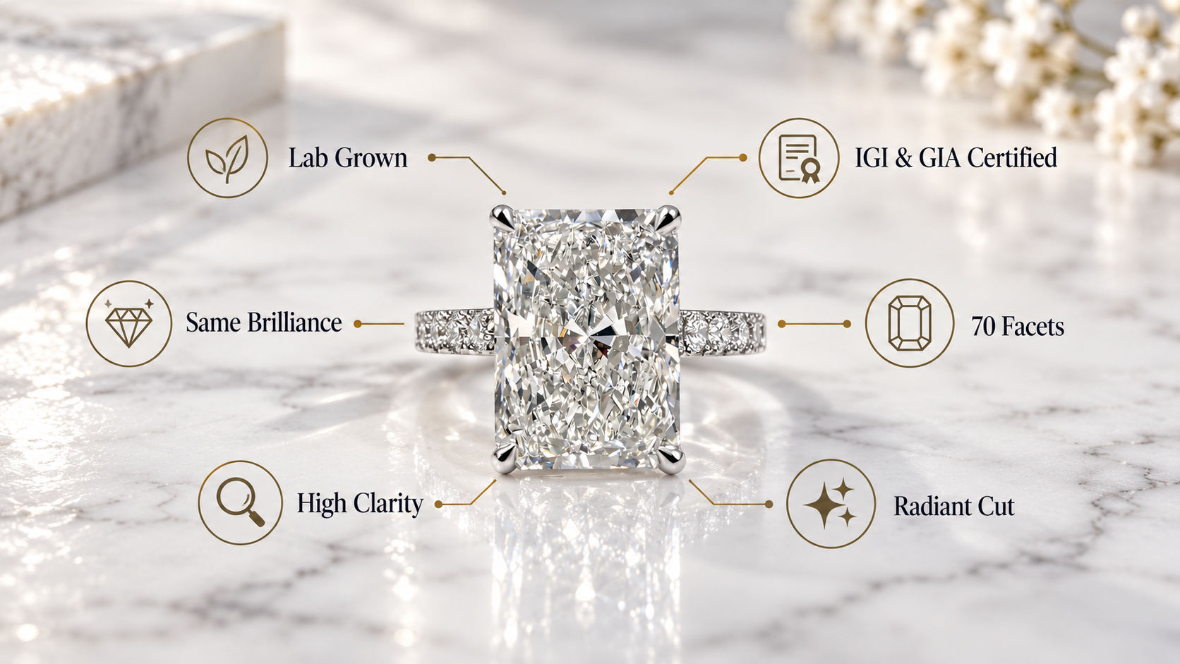 Radiant Cut Wedding Ring